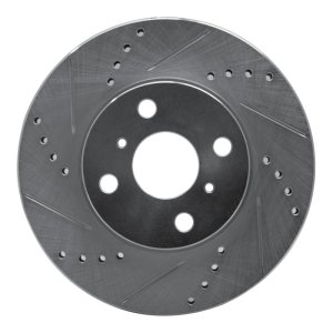 Scion xA Brake Rotor (1) - Front Left - R1 Concepts - Drilled & Slotted - Silver - `04-`06